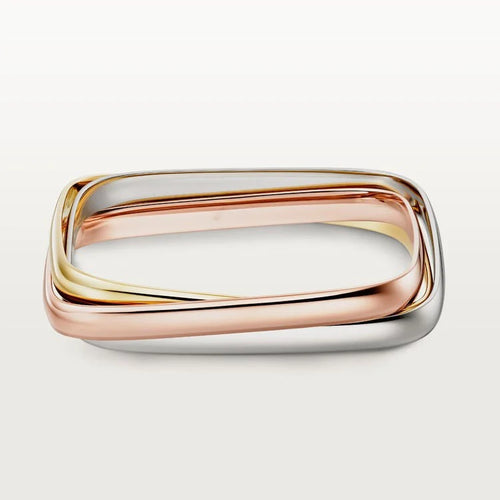 Gold Triple Rings Gold Tone Bracelet Cushion Shaped Design Perfect Gift Ideas