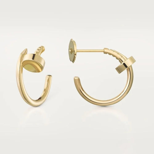 Gold Twist Blossom – Minimalist Hoop Earrings with Structural Petal Detail, small model
