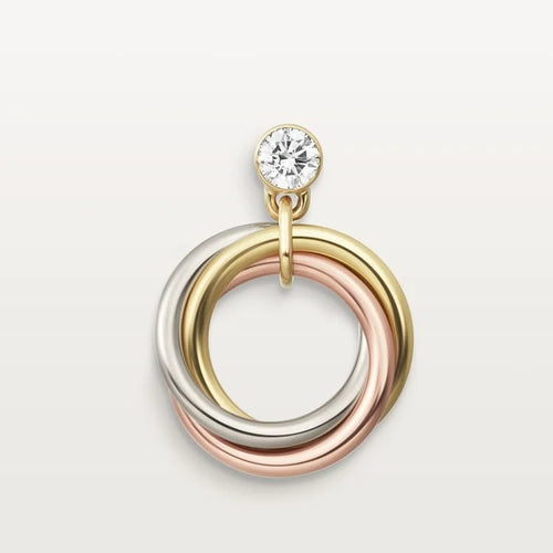 Gold Wholeness in Motion – Sculptural Tricolor Earrings with Radiant Crystal Accent