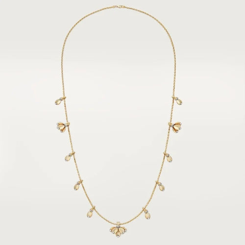 Golden Leaves in Bloom – Delicate Nature-Inspired Necklace with Crystal Accents