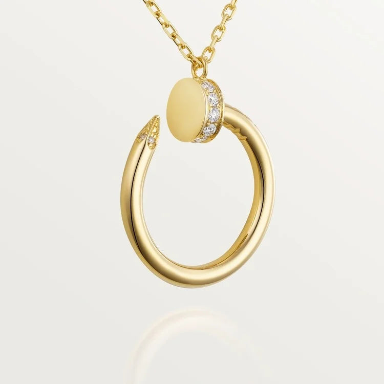 Gold Harmony – Sculptural Open Loop Necklace with Crystal Detail