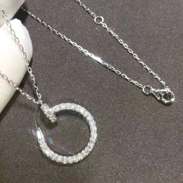 Infinite Grace in White Gold – Artistic Open Circle Necklace with Crystal Touch