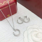 Infinite Grace in White Gold – Artistic Open Circle Necklace with Crystal Touch