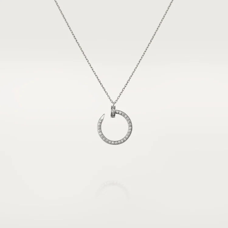 Infinite Grace in White Gold – Artistic Open Circle Necklace with Crystal Touch