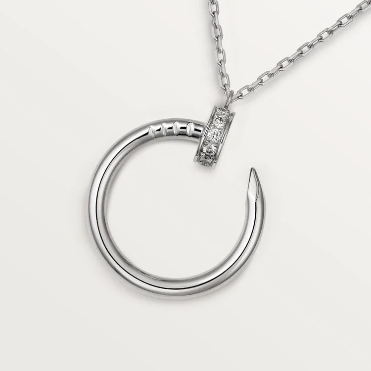 Infinite Grace in White Gold – Artistic Open Circle Necklace with Crystal Touch