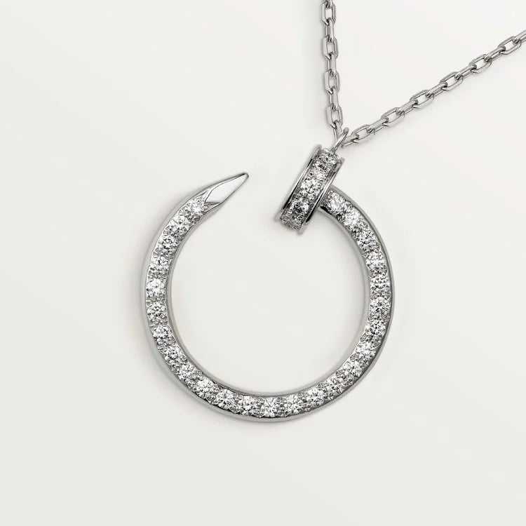 Infinite Grace in White Gold – Artistic Open Circle Necklace with Crystal Touch