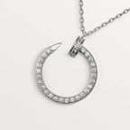 Infinite Grace in White Gold – Artistic Open Circle Necklace with Crystal Touch