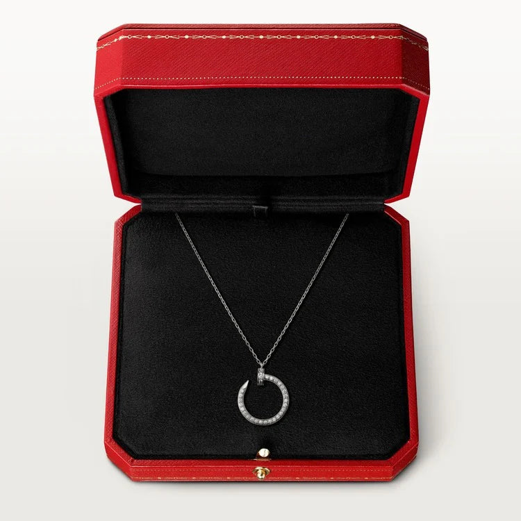 Infinite Grace in White Gold – Artistic Open Circle Necklace with Crystal Touch