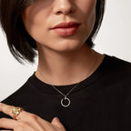 Infinite Grace in White Gold – Artistic Open Circle Necklace with Crystal Touch