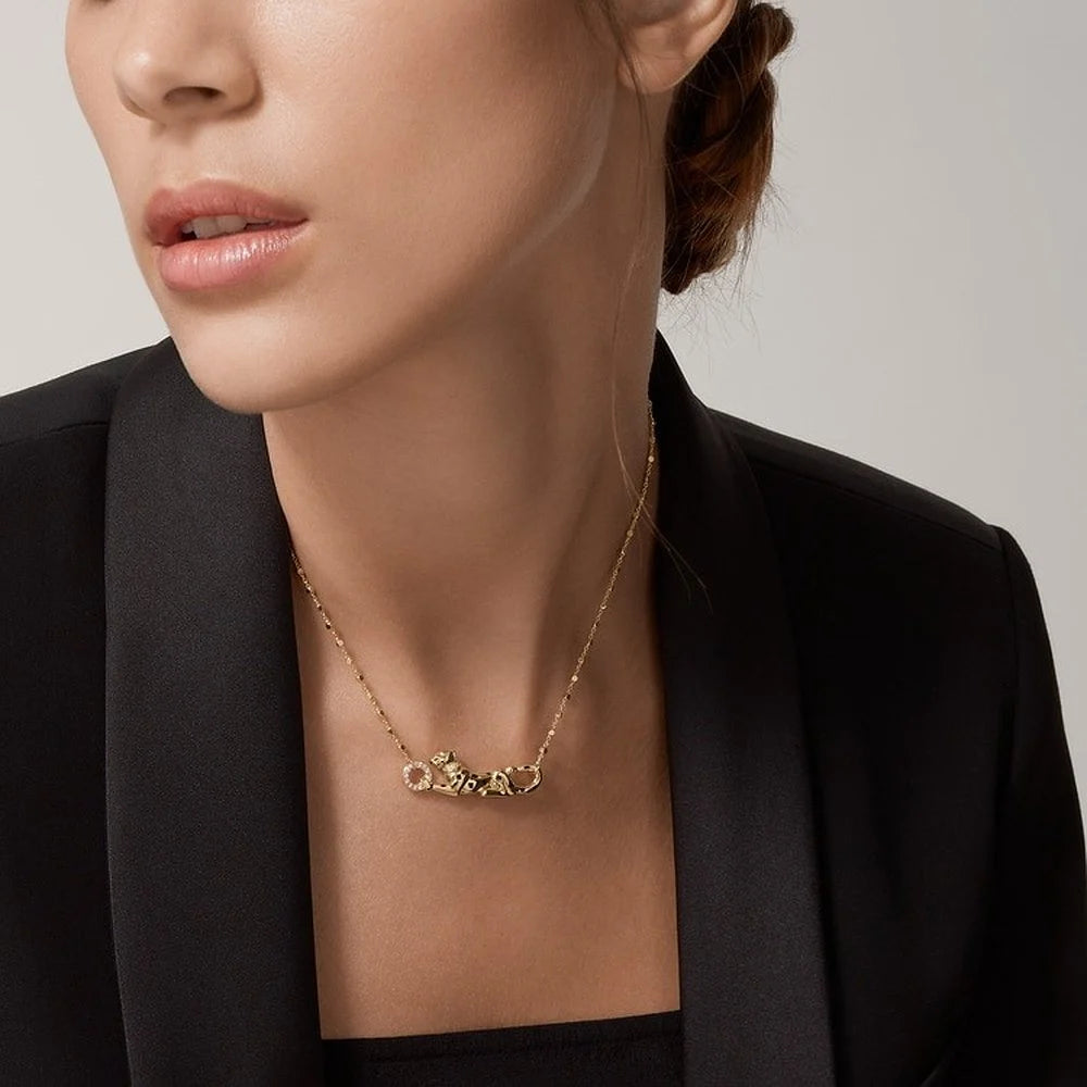 Leopard Panthere Necklace Yellow Gold Tone Jewelry Gift Ideas