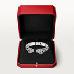 Leopard Panthere White Gold Tone Bracelet Bold Design With Sparkling Stone Best Gift Ideas