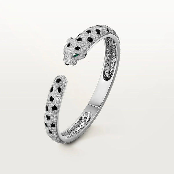 Leopard Panthere White Gold Tone Bracelet With Sparkling Stone Gift Ideas For Women