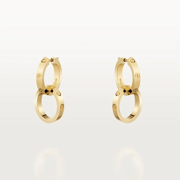 Love Earrings Yellow Gold Tone Women’s Earrings Width 3.3 mm