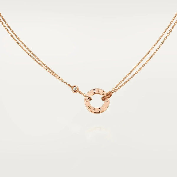 Love Rose Gold Tone Necklace With Sparkling Stone Jewelry Gift Ideas