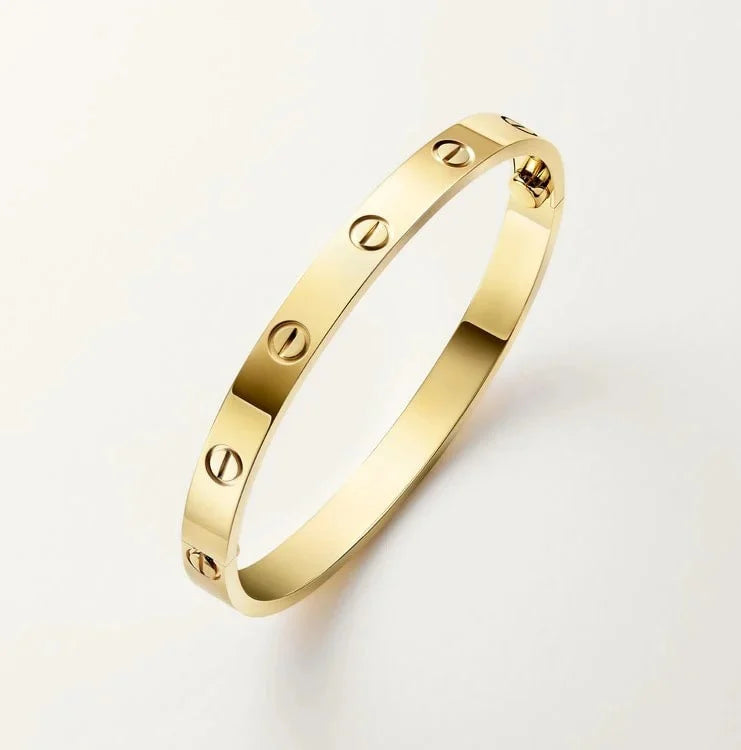 Love Screw Motifs Yellow Gold Tone Bracelet Unisex Best Gift Ideas