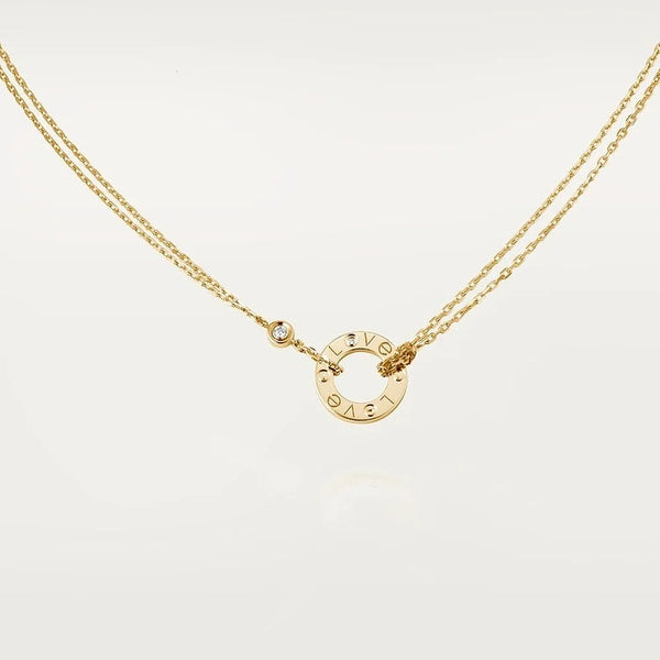 Love Yellow Gold Tone Necklace With Sparkling Stone Jewelry Ideas For Couple