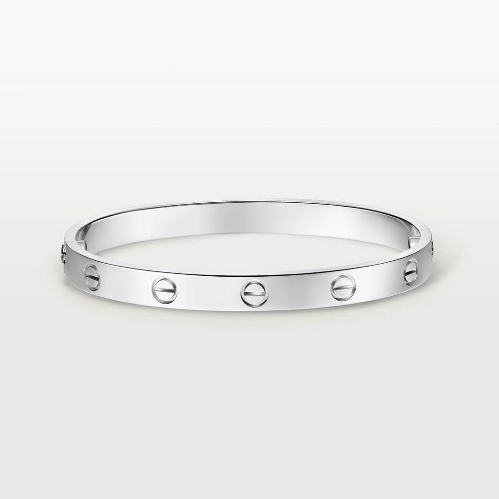 Luxury Minimalist White Gold Screw Bracelet, Classic Model
