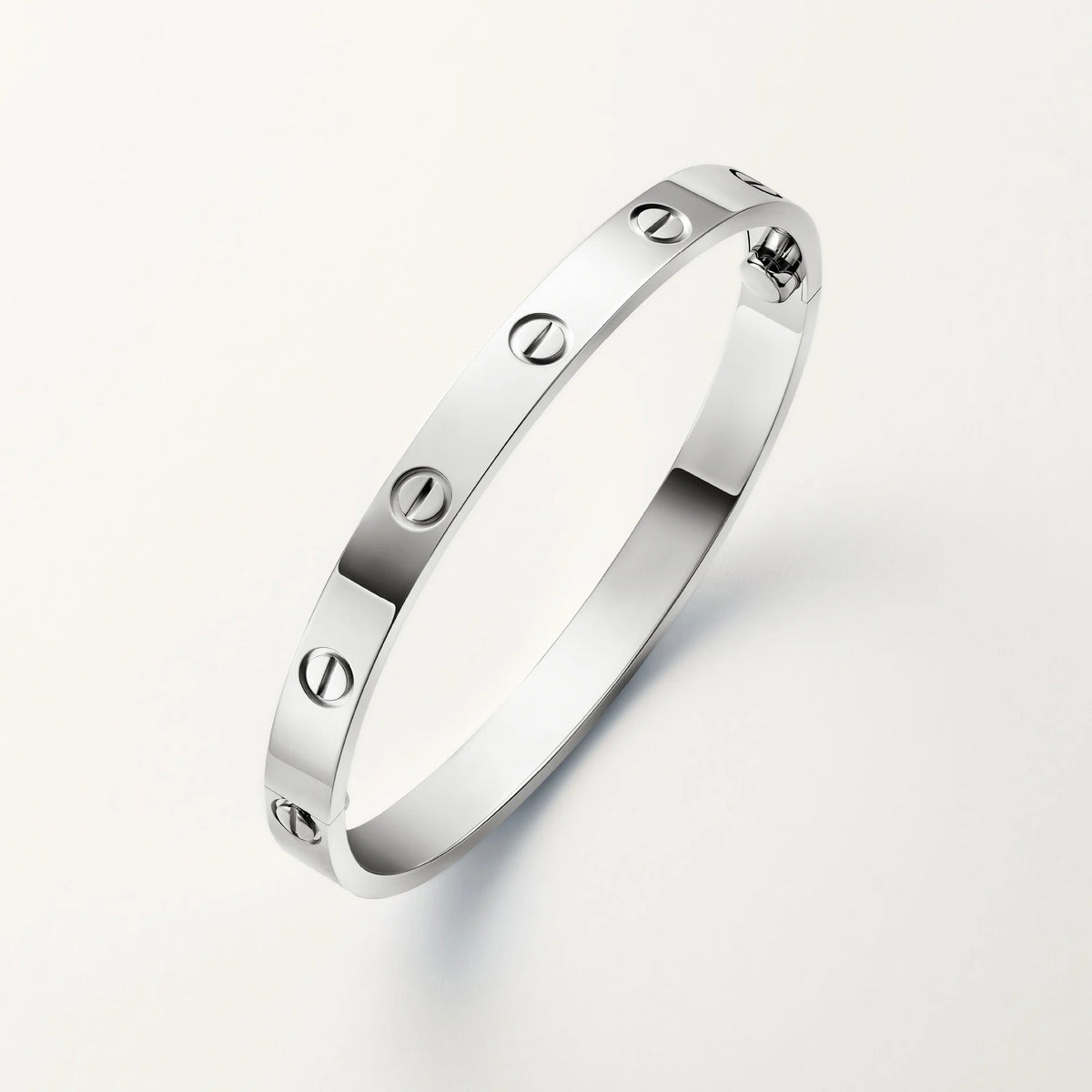 Luxury Minimalist White Gold Screw Bracelet, Classic Model