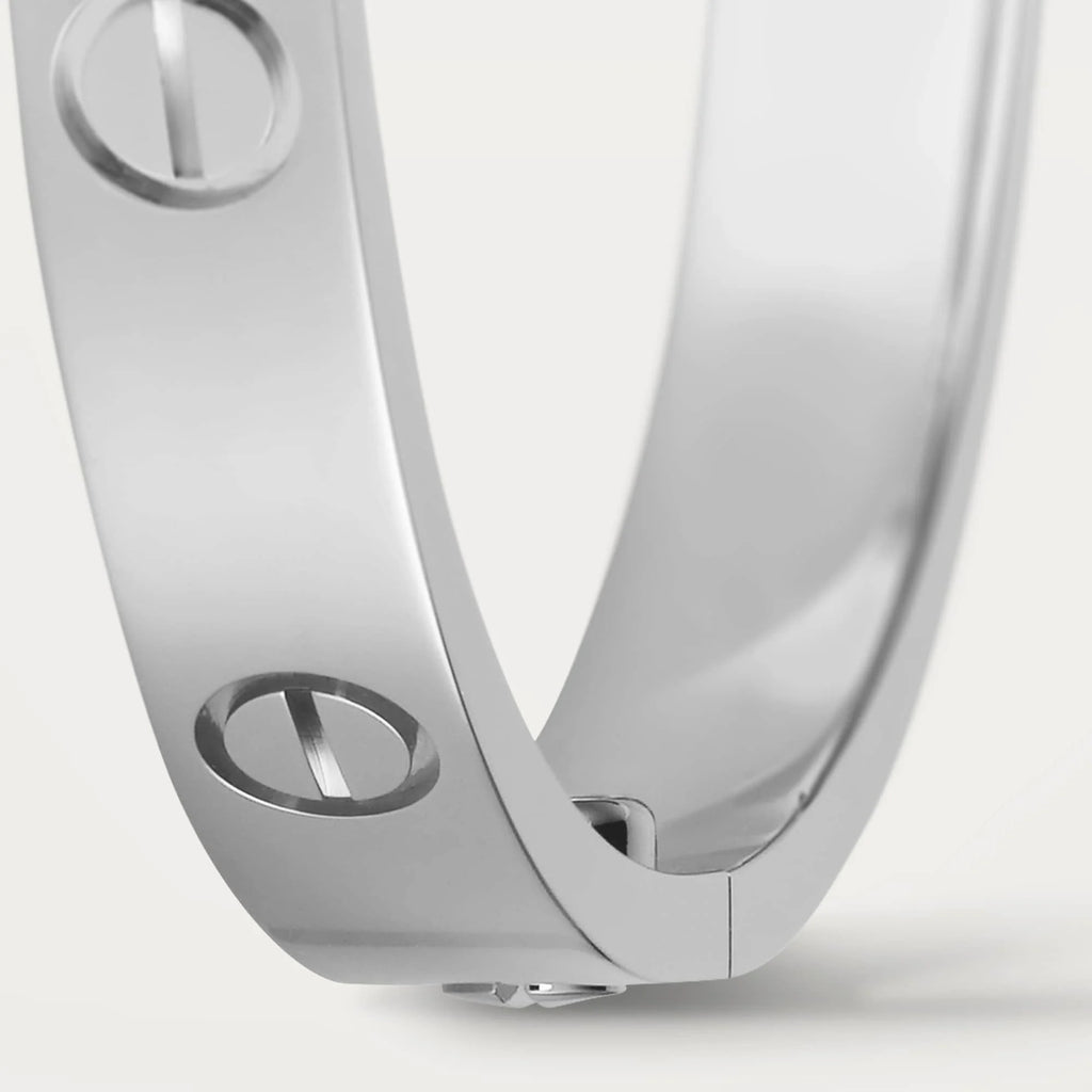 Luxury Minimalist White Gold Screw Bracelet, Classic Model