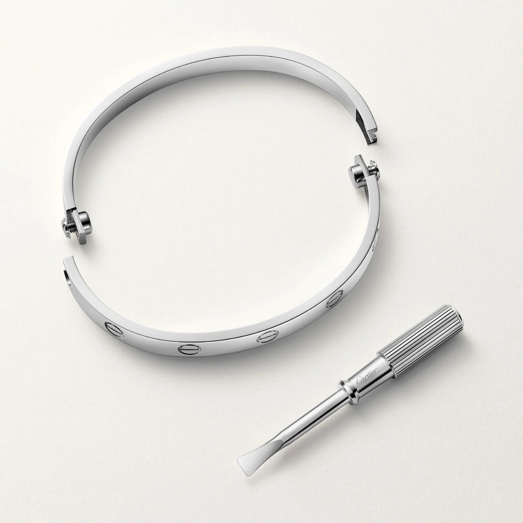 Luxury Minimalist White Gold Screw Bracelet, Classic Model