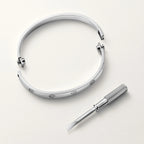 Luxury Minimalist White Gold Screw Bracelet, Classic Model