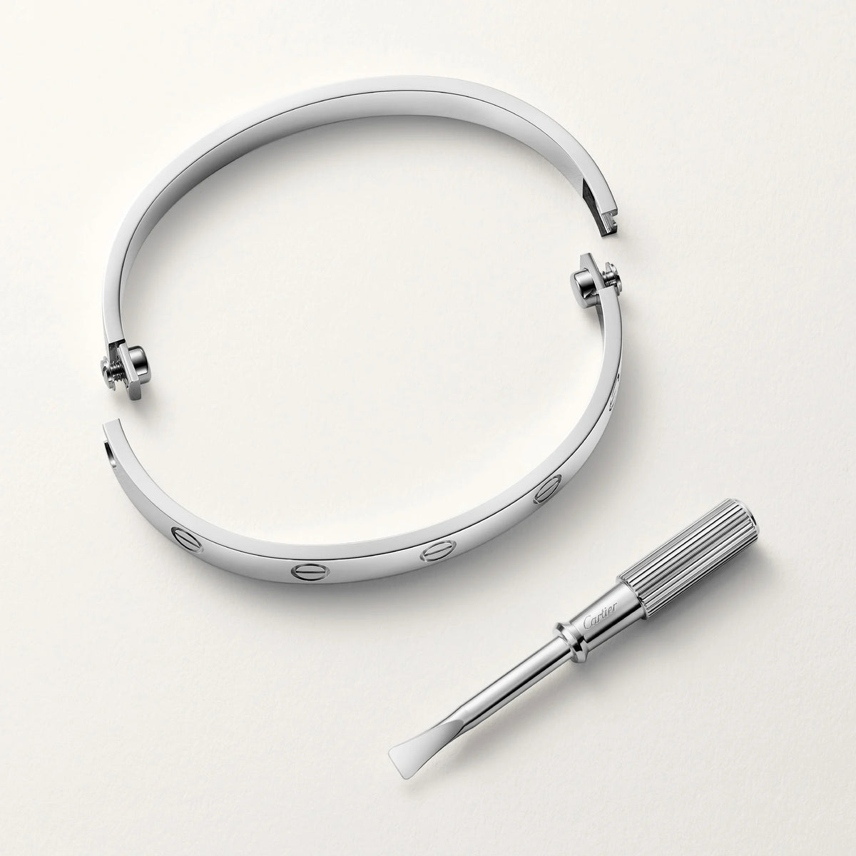 Luxury Minimalist White Gold Screw Bracelet, Classic Model