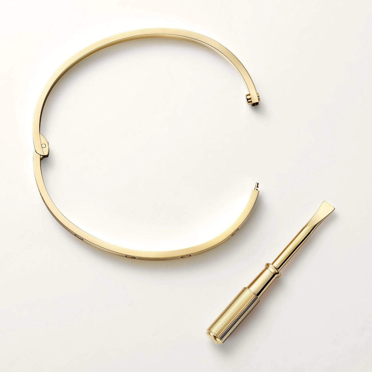 Luxury Minimalist Yellow Gold Screw Bracelet, Small Model