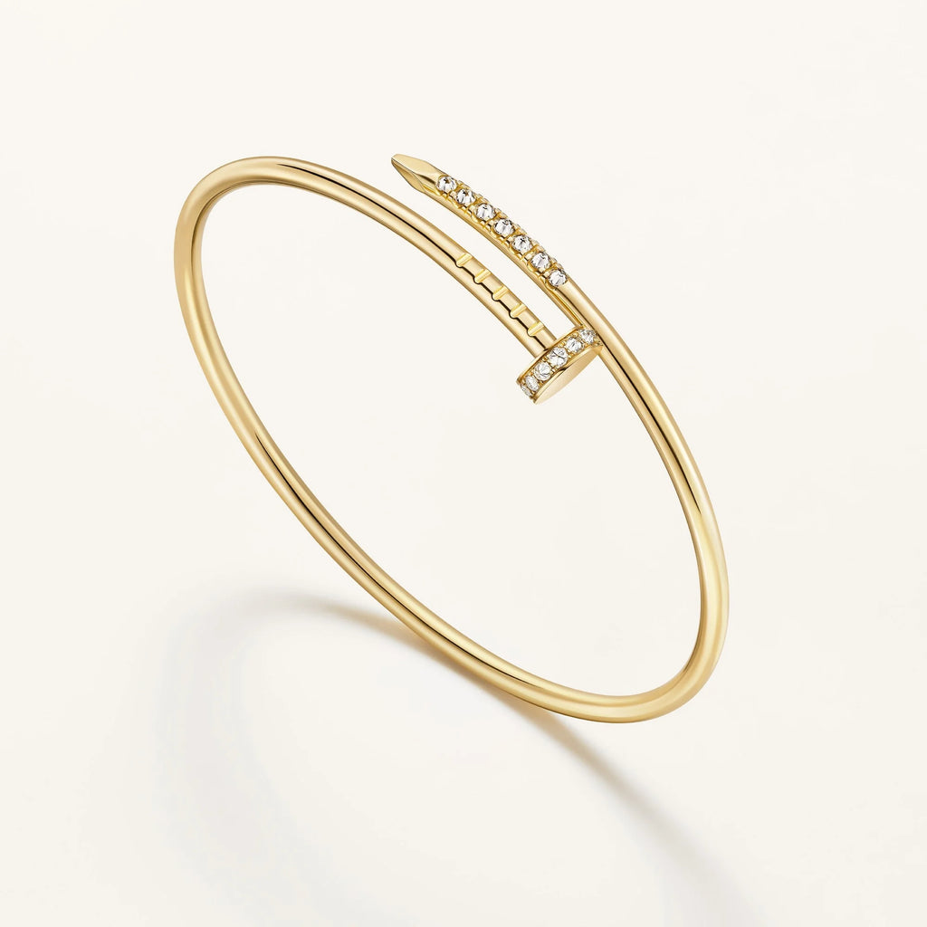 Nail Design Bracelet Yellow Gold Reverse Set Diamond Small Model Luxury High Quality