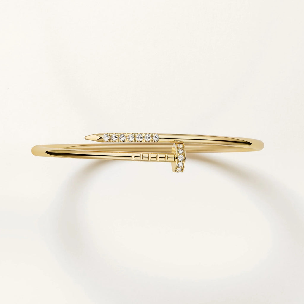 Nail Design Bracelet Yellow Gold Reverse Set Diamond Small Model Luxury High Quality