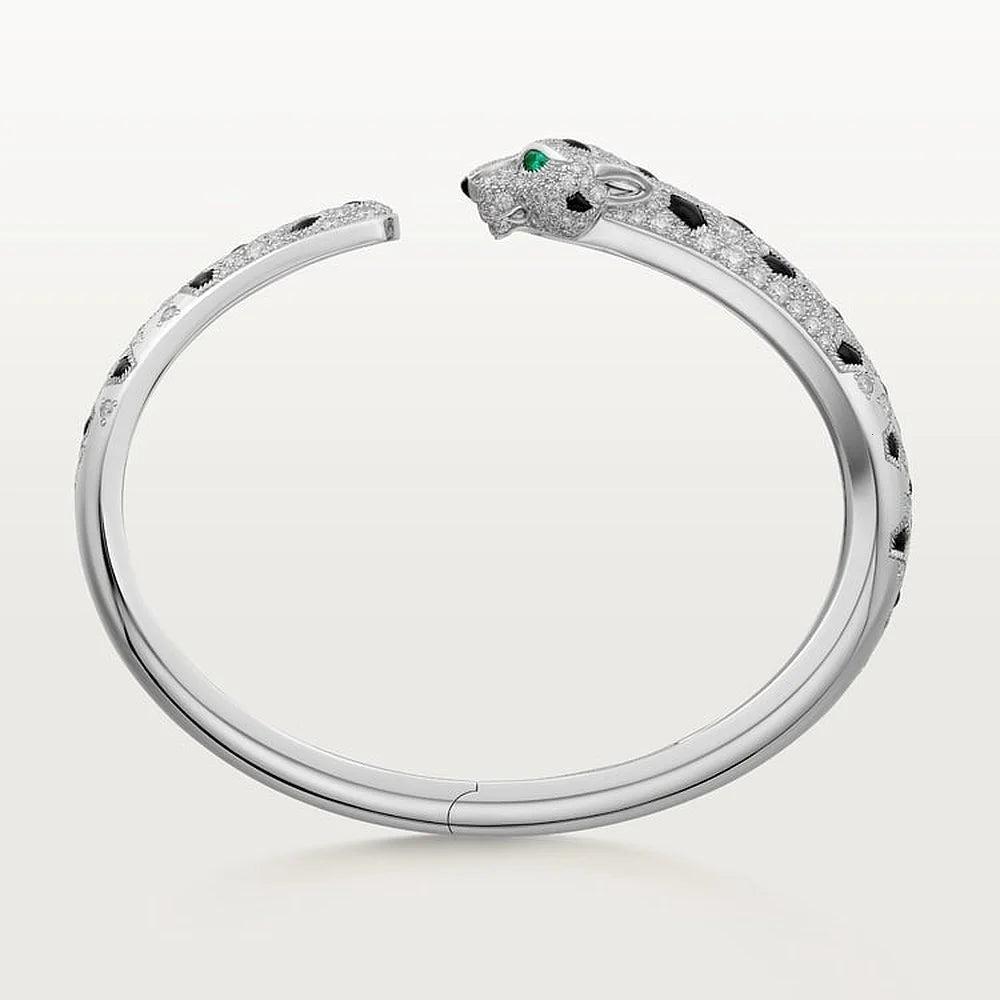 Panthere Leopard White Gold Tone Bracelet With Sparkling Stone Best Gift Ideas For Womens