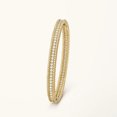 Gold Beaded Bracelet for Women Stacked Beaded with Cubic Zirconia Line Gift Jewelry