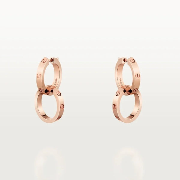 Pink Gold Bond Of Infinity – Interlocking Circle Earrings With Modern Boldness