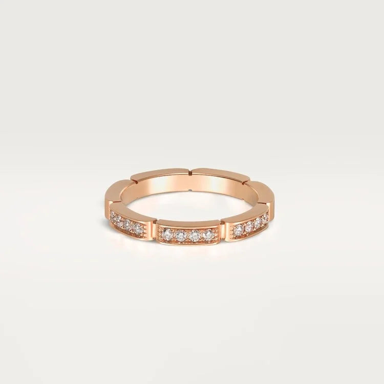 Pink Gold Brilliance Of Unity – Segment-Linked Ring With Gleaming Stones