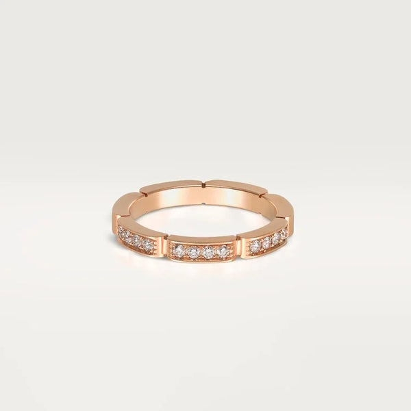 Pink Gold Brilliance Of Unity – Segment-Linked Ring With Gleaming Stones