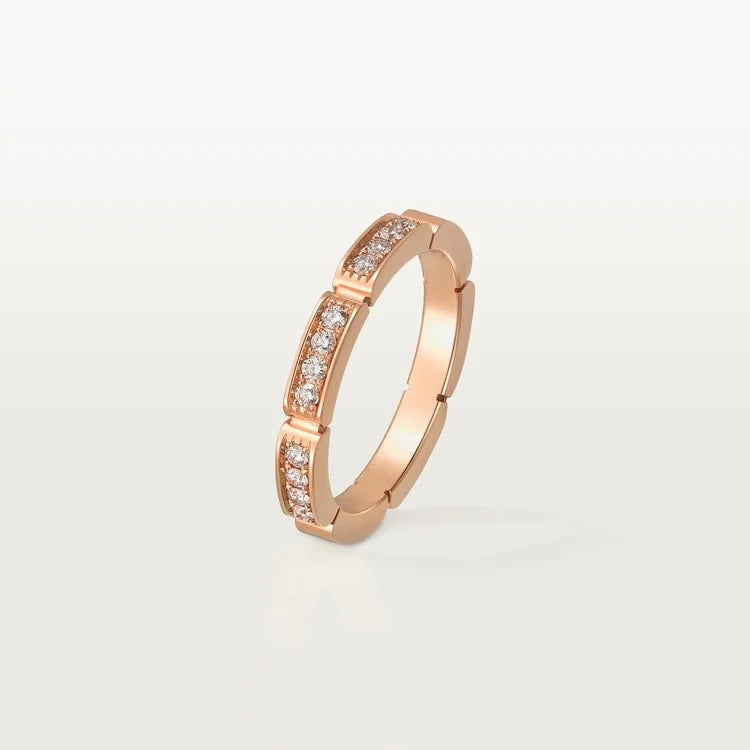 Pink Gold Brilliance Of Unity – Segment-Linked Ring With Gleaming Stones
