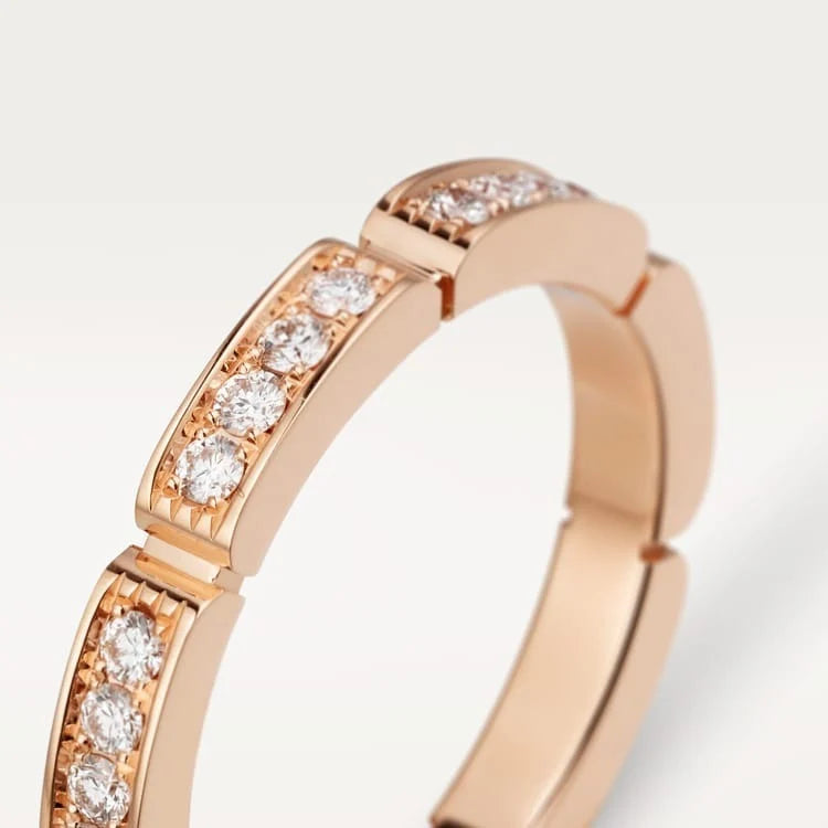 Pink Gold Brilliance Of Unity – Segment-Linked Ring With Gleaming Stones