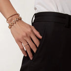 Pink Gold Brilliance Of Unity – Segment-Linked Ring With Gleaming Stones