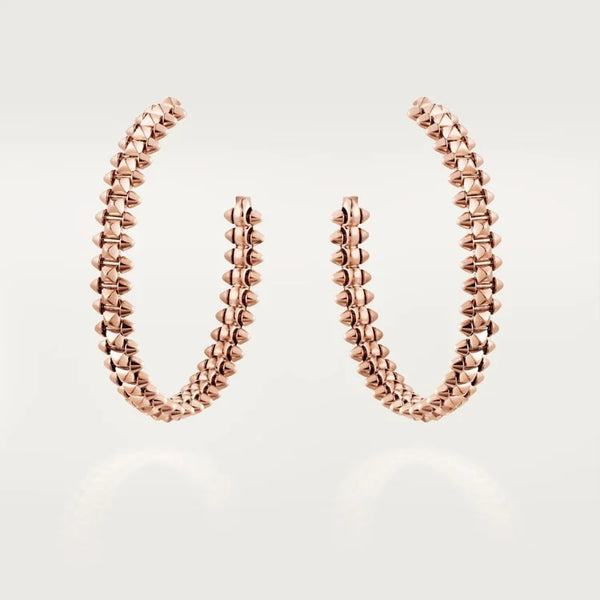 Pink Gold Crown of Spikes – Geometric Pyramid Earrings Symbolizing Strength and Style, large model