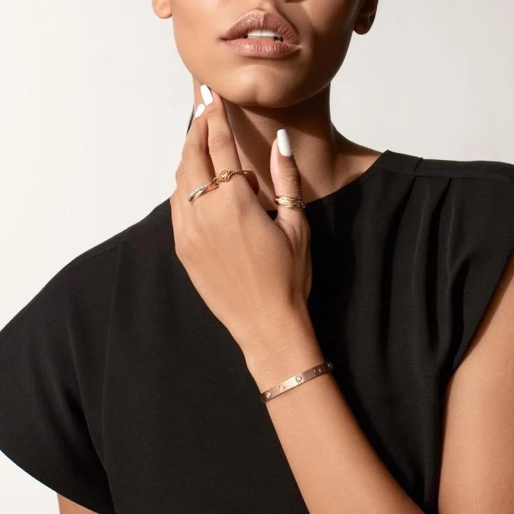 Pink Gold Harmony in 4 Stones – Timeless Minimal Style, brushed