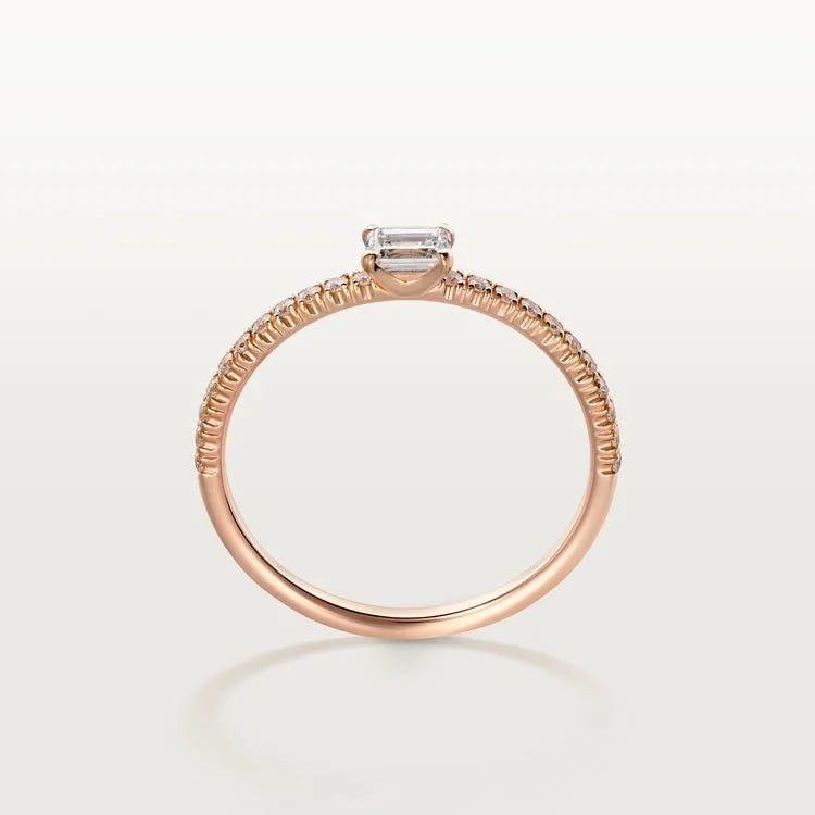 Pink Gold Light of Devotion – Fine Band Ring Featuring A Rectangular Spark of Love