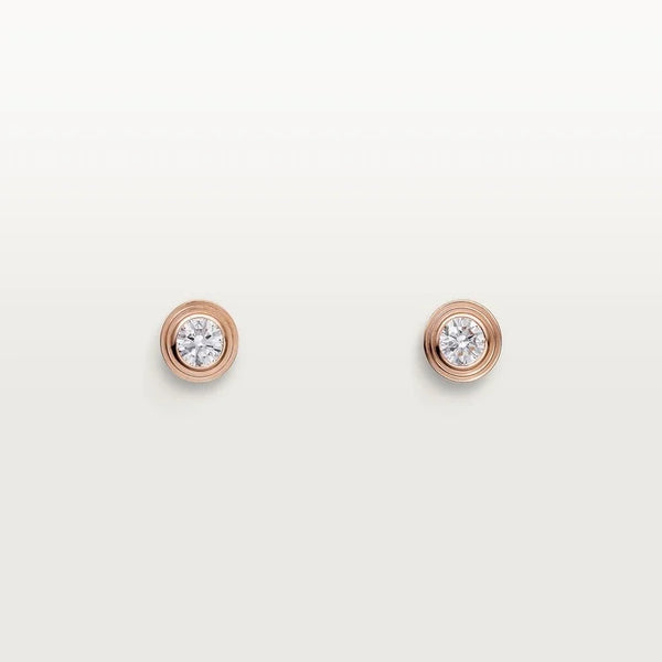 Pink Gold Light of Forever – Minimalist Bezel-Set Earrings with Elegant Crystal Glow