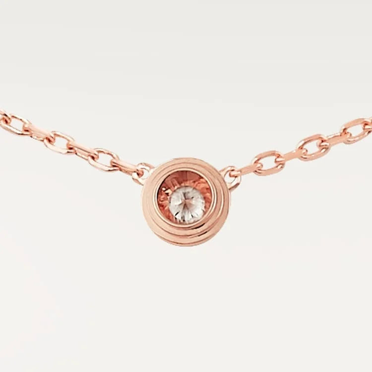 Pink Gold Light of Simplicity – Minimalist Solitaire Necklace with Single Crystal Center, mini model