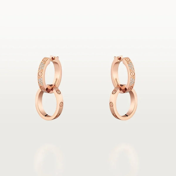 Pink Gold Spark Of Connection – Interlinked Diamond Hoop Earrings With Chic Energy