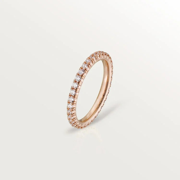 Pink Gold Symphony of Light – Sparkling Micro-Set Band for Subtle Radiance, 2 mm width
