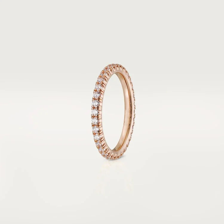 Pink Gold Symphony of Light – Sparkling Micro-Set Band for Subtle Radiance, 2 mm width