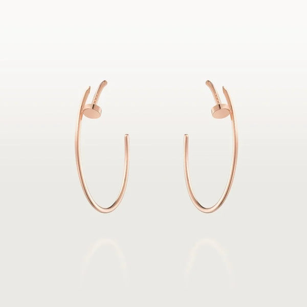 Pink Gold Twist Blossom – Minimalist Hoop Earrings with Structural Petal Detail, large model