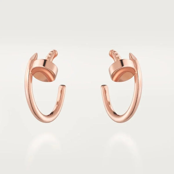 Pink Gold Twist Blossom – Minimalist Hoop Earrings with Structural Petal Detail, small model
