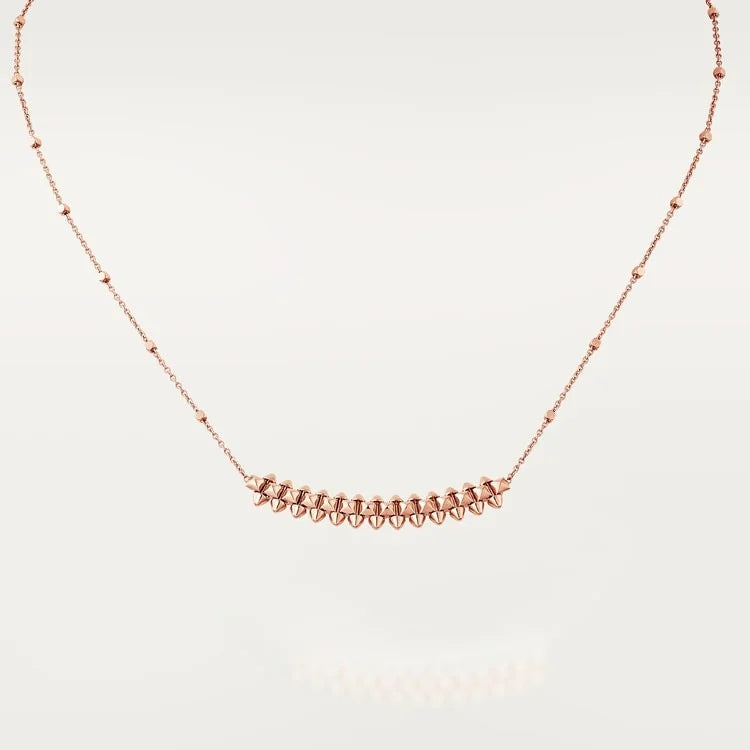Sculpted Light – Dainty Pink Gold Necklace with Symmetrical Spike Design, medium model