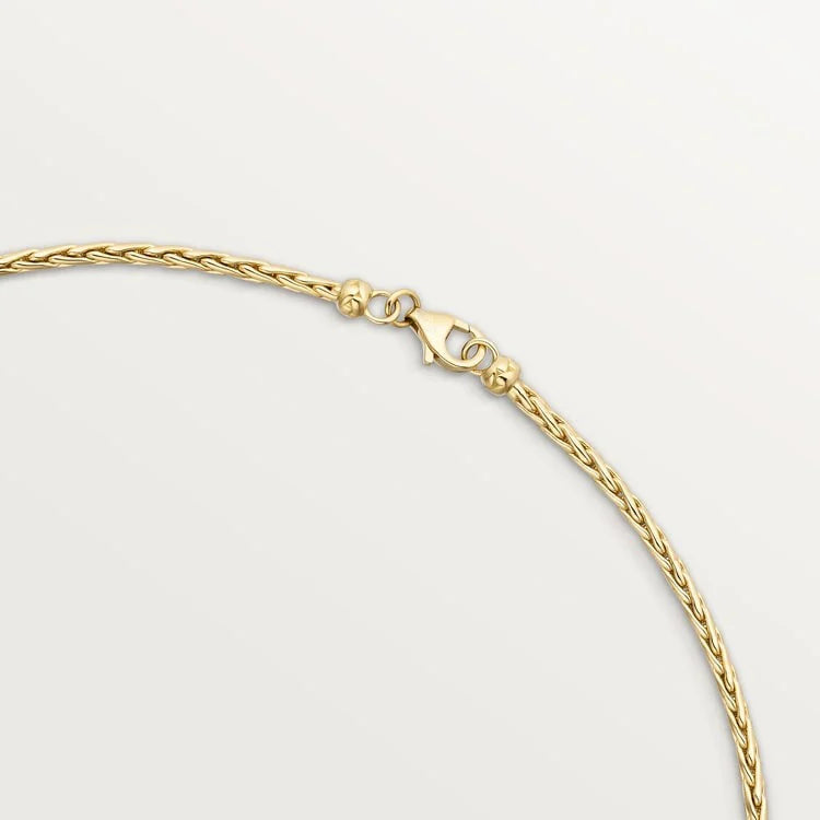Queen of the Garden – Gold Necklace with Engraved Bee Pendant and Crystal Accents