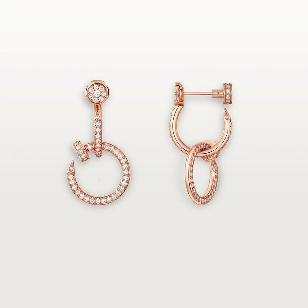 Rose Gold Tone Clou Earrings With Sparkling Stone Gift Ideas For Women